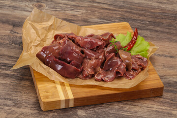 Raw chicken liver ready for cooking