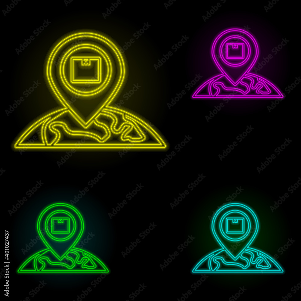 Poster placeholder neon color set icon. simple thin line, outline vector of global logistics icons for ui a