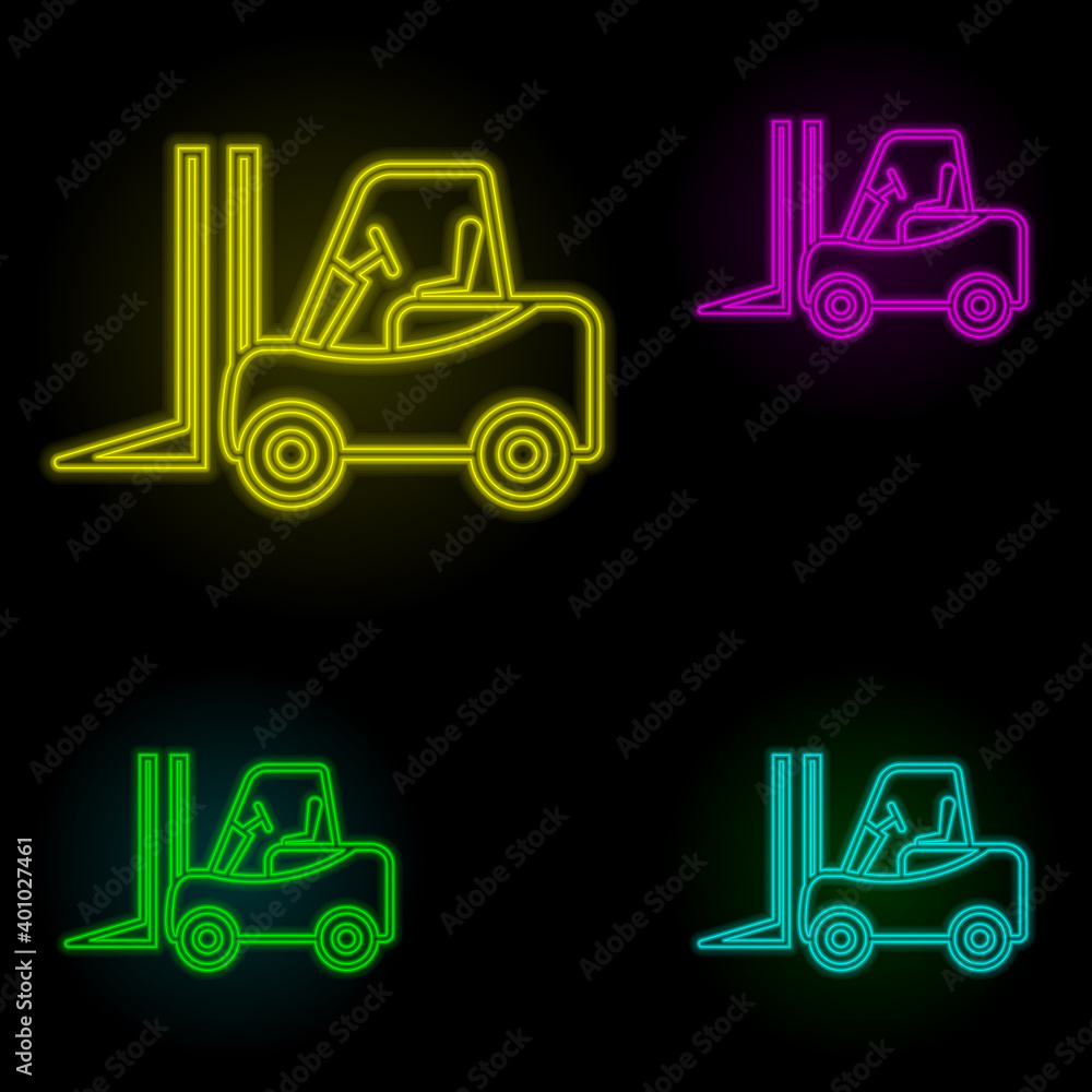 Poster forklift neon color set icon. simple thin line, outline vector of global logistics icons for ui and 