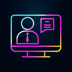 Document, worker, laptop nolan icon. Simple thin line, outline vector of team work icons for ui and ux, website or mobile application