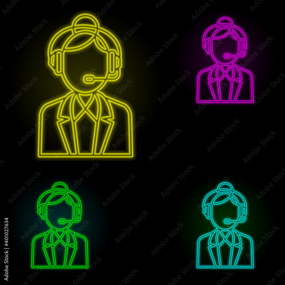 Poster reception neon color set icon. simple thin line, outline vector of global logistics icons for ui and