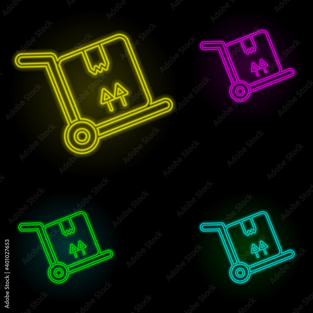 Poster move box neon color set icon. simple thin line, outline vector of global logistics icons for ui and 