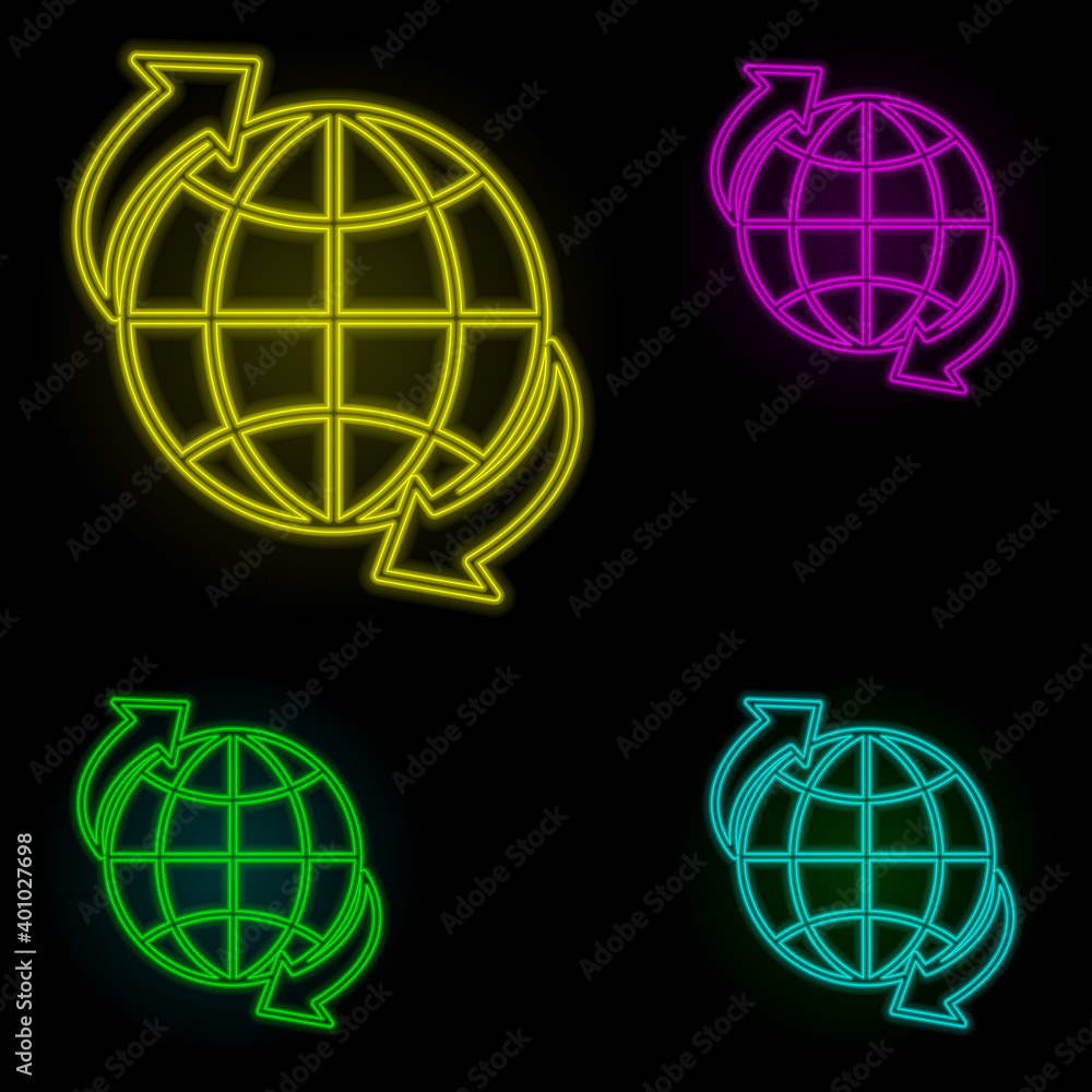 Poster world transport neon color set icon. simple thin line, outline vector of global logistics icons for 