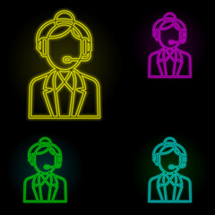 Reception neon color set icon. Simple thin line, outline vector of global logistics icons for ui and ux, website or mobile application