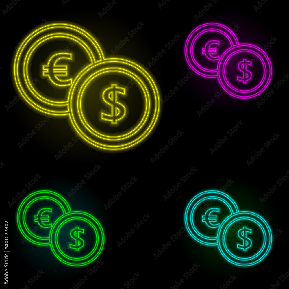 Aufkleber exchange neon color set icon. simple thin line, outline vector of global logistics icons for ui and 