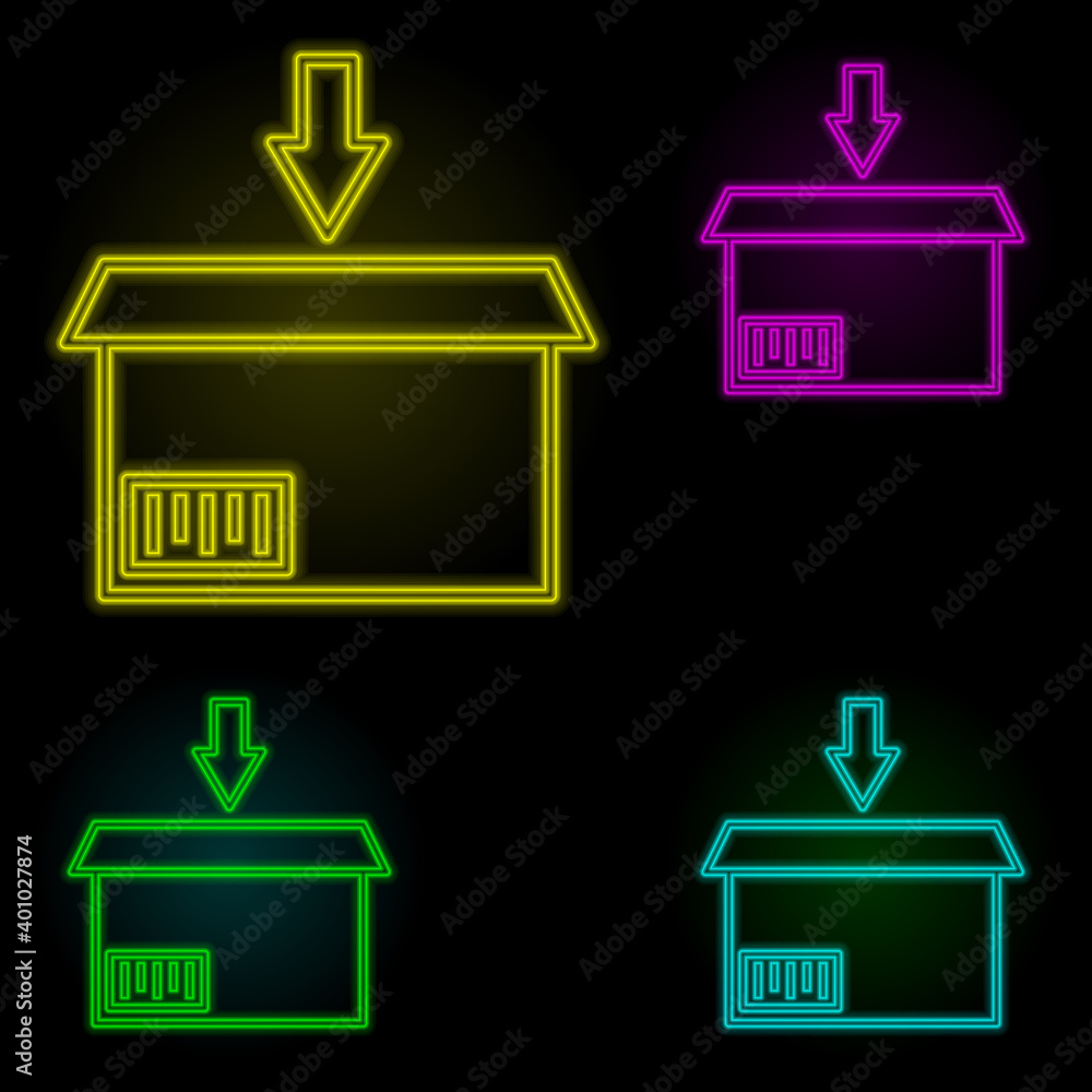 Poster package neon color set icon. simple thin line, outline vector of global logistics icons for ui and u
