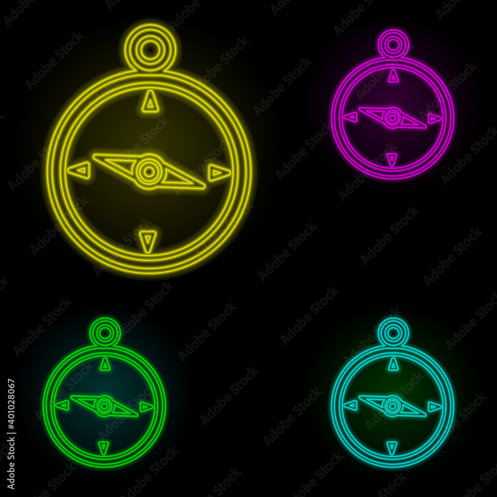Poster compass neon color set icon. simple thin line, outline vector of global logistics icons for ui and u