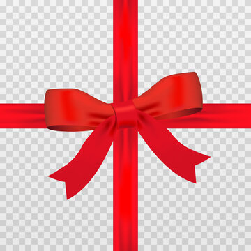 Vector red bow. Red bow png. Gift bow for the box. Vector image. PNG gift bow.