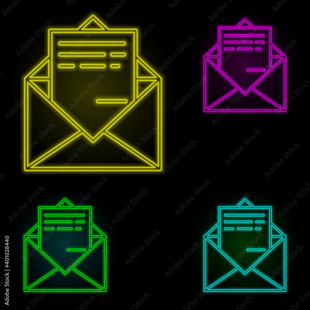 Poster send mail neon color set icon. simple thin line, outline vector of global logistics icons for ui and
