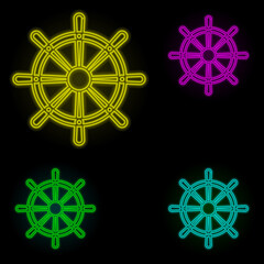 Helm neon color set icon. Simple thin line, outline vector of global logistics icons for ui and ux, website or mobile application