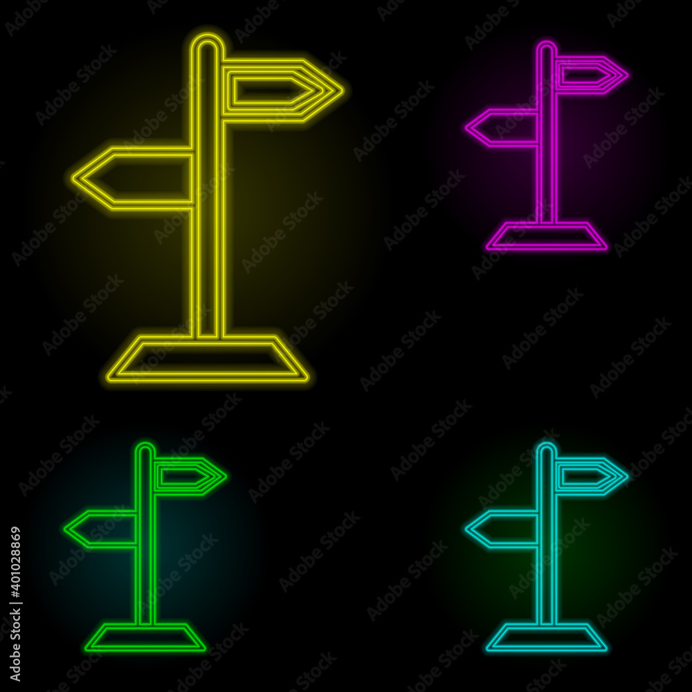 Poster information panel neon color set icon. simple thin line, outline vector of global logistics icons fo