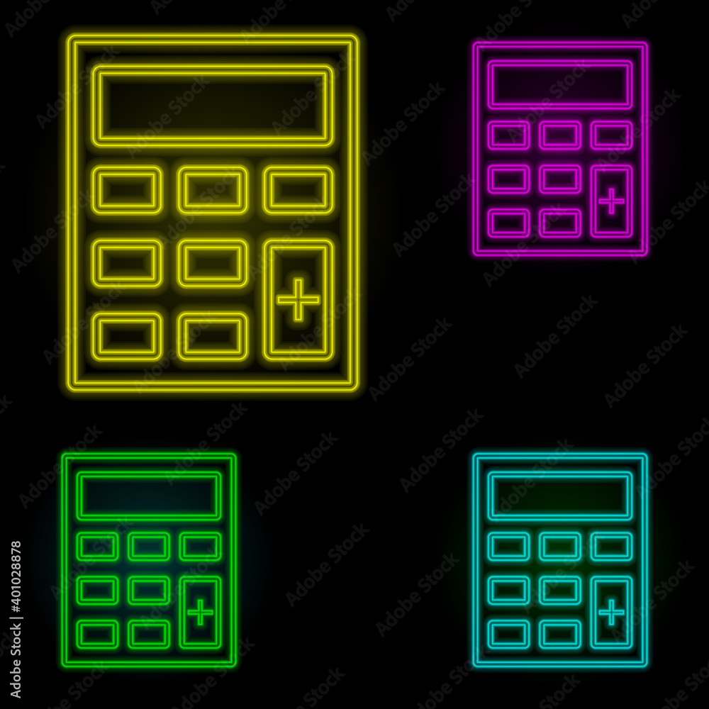 Poster calculator neon color set icon. simple thin line, outline vector of global logistics icons for ui an