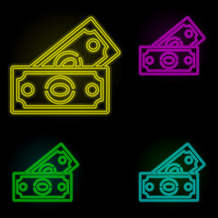 Dollar neon color set icon. Simple thin line, outline vector of global logistics icons for ui and ux, website or mobile application