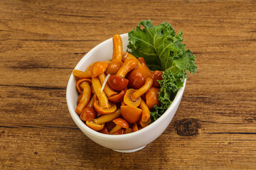 Marinated mushroom - honey agaric in the bowl