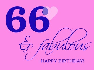 66th happy birthday card illustration in retro style.
