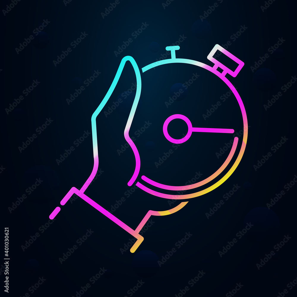 Poster stop watch in hands nolan icon. simple thin line, outline vector of speed icons for ui and ux, websi