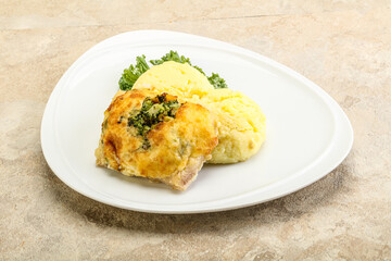 Roasted pangasius fillet with mashed potato