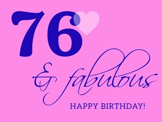 76th happy birthday card illustration in retro style.