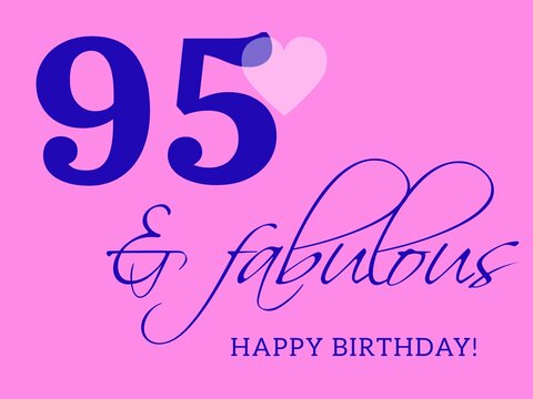 95th happy birthday card illustration in retro style.