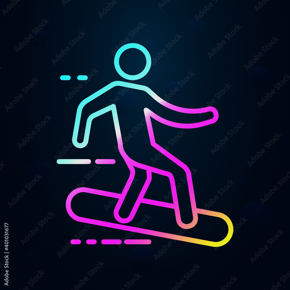 Poster surfer on the board nolan icon. simple thin line, outline vector of speed icons for ui and ux, websi