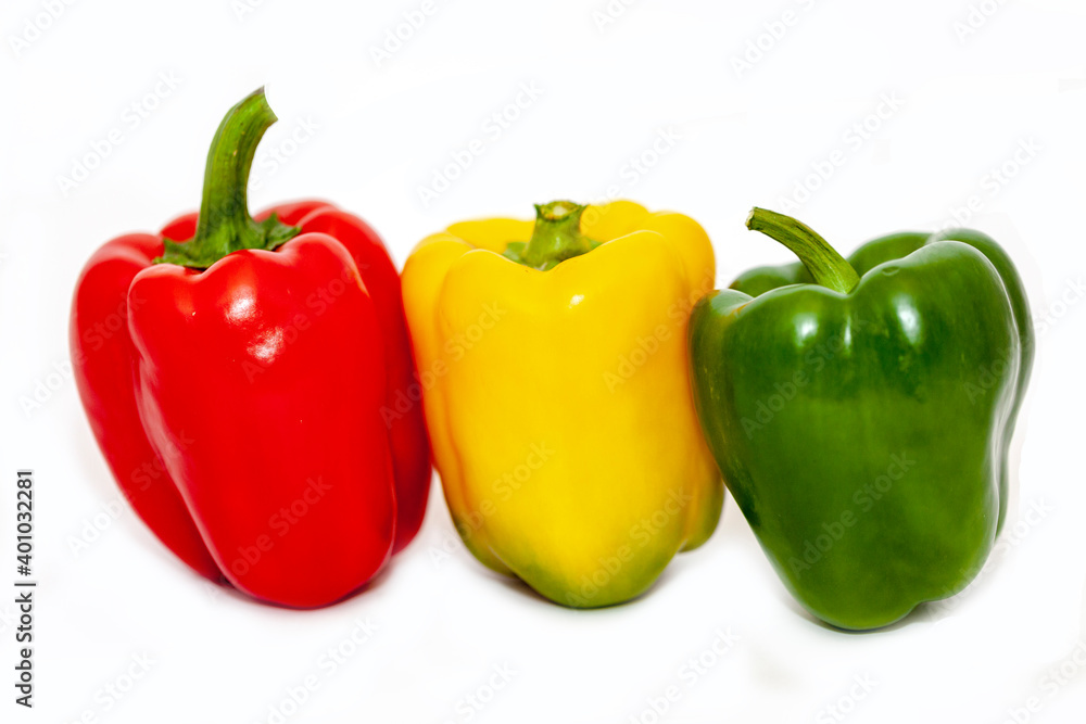 Wall mural red yellow and green peppers