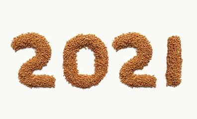 2021 Written with Wheat Seed, Happy New Year 2021 Conceptual Photo