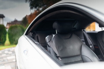 Modern convertible car leather seat close up