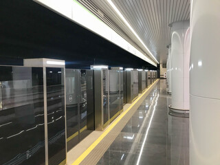 subway with increased security. new metro stations. double security, automatic doors before...