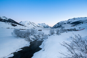 Obraz premium Beautiful winter landscape of the Dolomites mountains in northeastern Italy