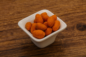 Spicy peanut heap in the bowl