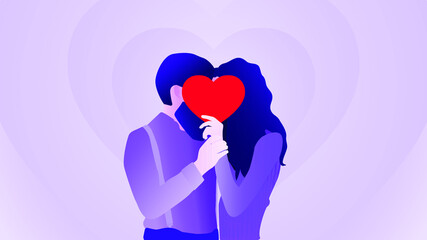 Romantic  love  couple person with heart vector