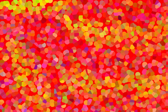 Canvas in the style of Pointillisme in red pink and yellow shades