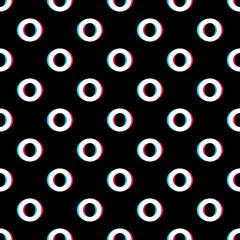 
Polka dot pattern seamless background. Game console design. Circle on a black background.