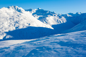 Obraz premium Beautiful winter landscape of the Dolomites mountains in northeastern Italy