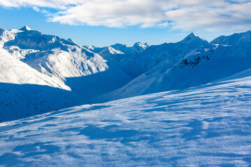Obraz premium Beautiful winter landscape of the Dolomites mountains in northeastern Italy