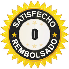 Etiqueta satisfecho o reembolsado