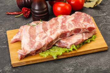 Raw pork ribs for cooking