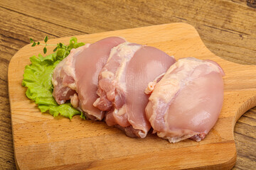 Raw chicken boneless and skinless leg