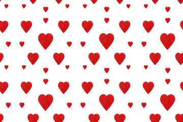 Seamless pattern of red hearts on a white background. fabric design, wallpaper, packaging