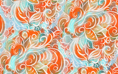 Fototapeta na wymiar Seamless pattern with multicolor Paisley print