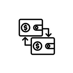 Financial wallet exchanger icon. Money and banking icons, outline icon style. Vector