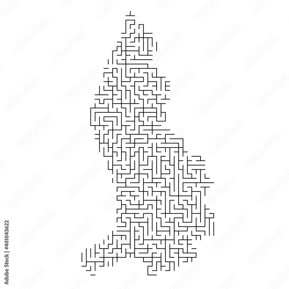 Poster liechtenstein map from black pattern of the maze grid. vector illustration.