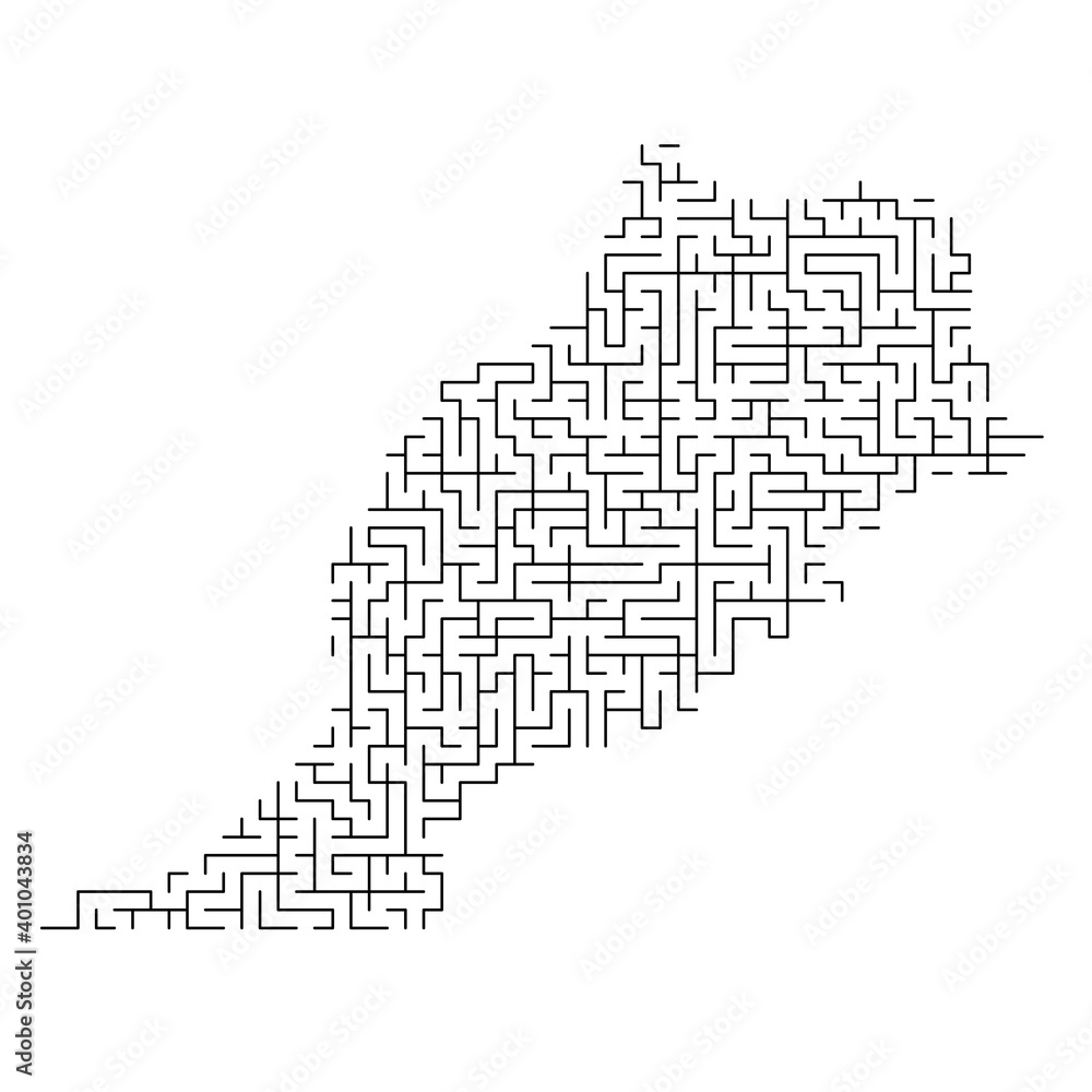 Poster morocco map from black pattern of the maze grid. vector illustration.