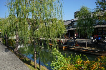 Obraz premium Kurashiki canal, old Japanese town in Okayama prefecture, Japan - 倉敷 美観地区 岡山県 日本 