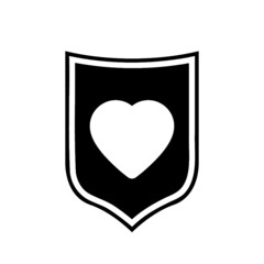 Heart shield icon isolated on white background