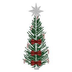 Isolated christmas tree with a star and tied ribbons - Vector illustration