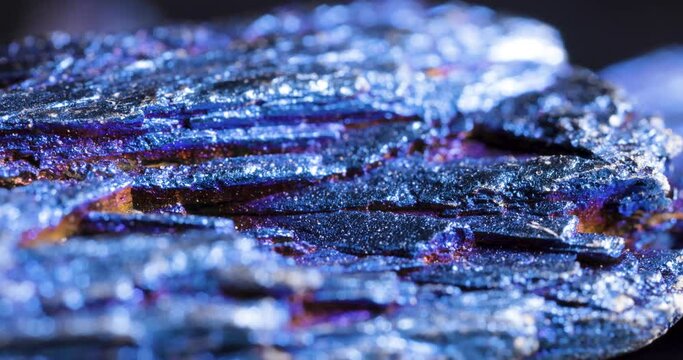 Vivid asteroid mineral or blue metal surface, sci-fi alien and futuristic