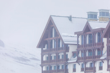 Shahdag, Azerbaijan - December 010, 2020: Winter time in the mountains
