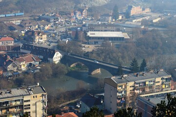 Fototapeta premium the landscape of the city in the autumn mist
