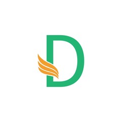 Letter D logo with wing icon design concept